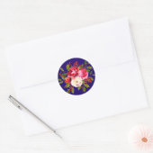 Kerst Rozen Holly en bessen Ronde Sticker (Envelop)