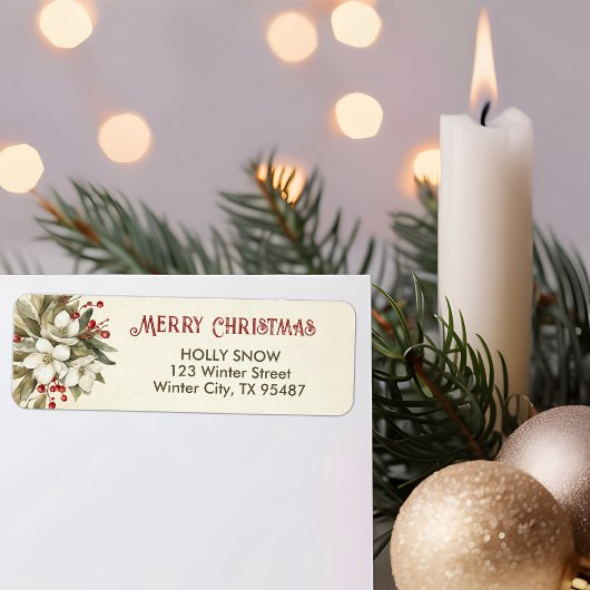 Kerst Rozen - Waterverf Retour Adreslabels Etiket