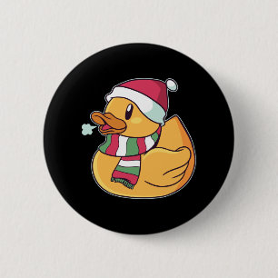 Kerst Rubber Eend Sinterklaas Hoed Cadeau Voor Een Ronde Button 5,7 Cm