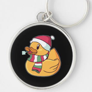 Kerst Rubber Eend Sinterklaas Hoed Cadeau Voor Een Sleutelhanger