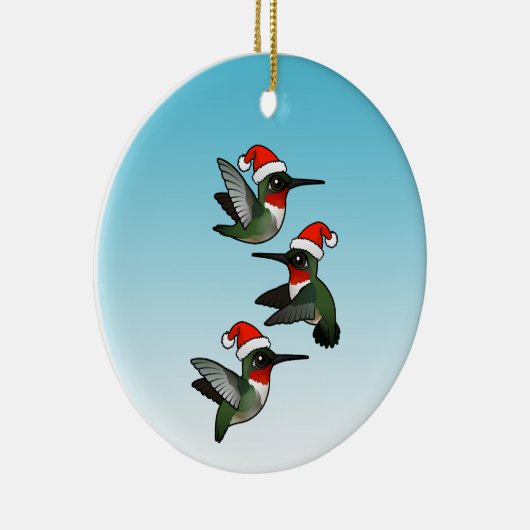 Kerst Ruby-throated kolibries Keramisch Ornament (Rechts)