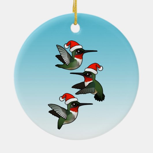 Kerst Ruby-throated kolibries Keramisch Ornament (Achterkant)