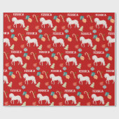 Kerst Ruiterpaard gepersonaliseerd Cadeaupapier (Vlak)