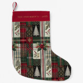 Kerst Rustic Tartan Plaid Patroon Kleine Kerstsok (Voorkant)