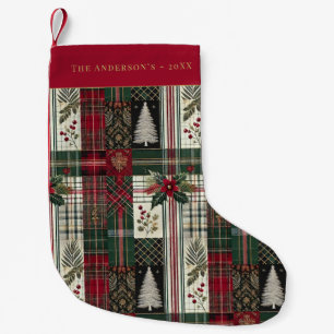 Kerst Rustic Tartan Plaid Patroon Kleine Kerstsok
