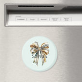 Kerst Rustiek Groen Goud Boog Gepersonaliseerd Magneet (Insitu (Vaatwasser))