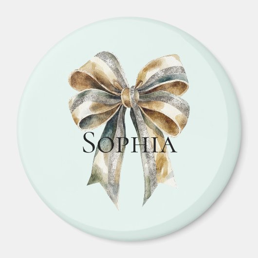 Kerst Rustiek Groen Goud Boog Gepersonaliseerd Magneet (Voorkant)