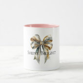 Kerst Rustiek Groen Goud Boog Gepersonaliseerd Mok (Midden)