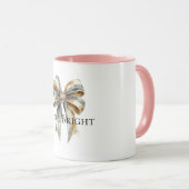 Kerst Rustiek Groen Goud Boog Gepersonaliseerd Mok (Voorkant rechts)