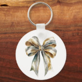 Kerst Rustiek Groen Goud Boog Gepersonaliseerd Sleutelhanger (Achterkant)