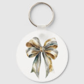 Kerst Rustiek Groen Goud Boog Gepersonaliseerd Sleutelhanger (Achterkant)