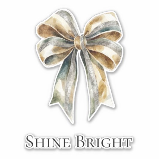 Kerst Rustiek Groen Goud Boog Gepersonaliseerd Sticker (Voorkant)