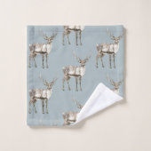 Kerst Rustiek Herten Pine Groen Bad Handdoek (Wasdoekje)