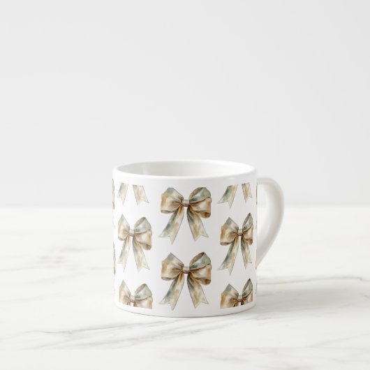 Kerst Rustiek Wit Groen Gouden Bogen Espresso Kop (Voorkant rechts)