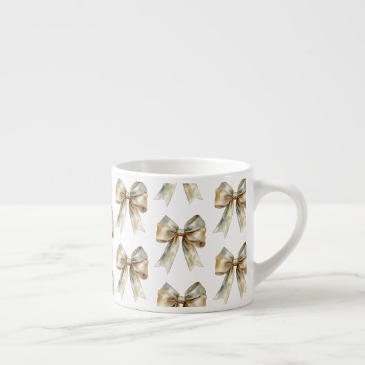 Kerst Rustiek Wit Groen Gouden Bogen Espresso Kop (Rechts)