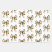 Kerst Rustiek Wit Groen Gouden Bogen Inpakpapier Vel (Voorkant 3)