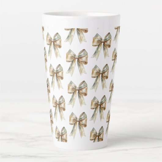 Kerst Rustiek Wit Groen Gouden Bogen Latte Mok (Voorkant)