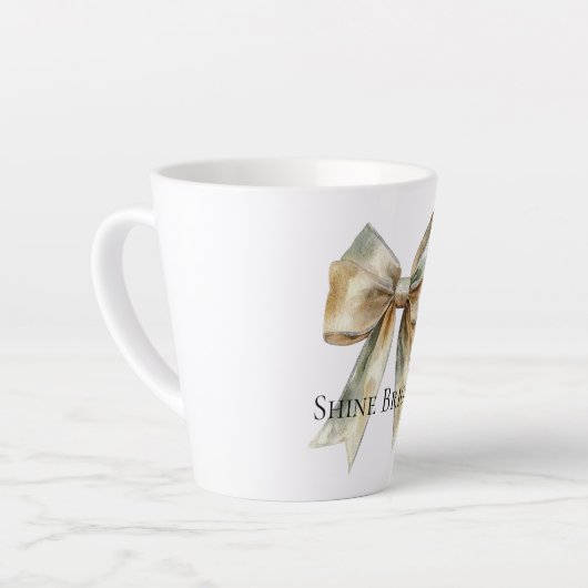 Kerst Rustiek Wit Groen Gouden Boog Gepersonalisee Latte Mok (Linkerhoek)
