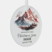 Kerst Rustieke Bergen Koppel Engage Red Glas Ornament (Voorkant Rechts)