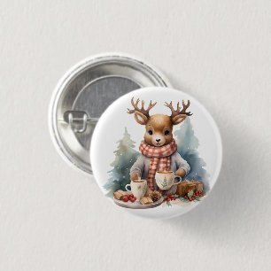 Kerst rustieke design knop ronde button 3,2 cm
