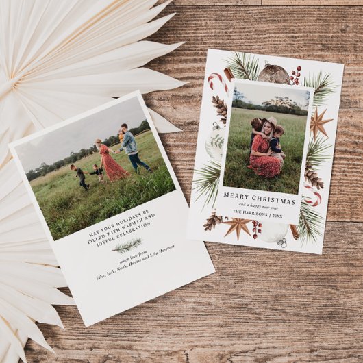 Kerst rustieke foto Lijst Feestdagenkaart