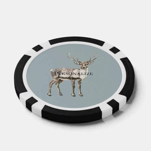 Kerst Rustieke Herten Pine Groen Gepersonaliseerd Poker Chips (Enkel)