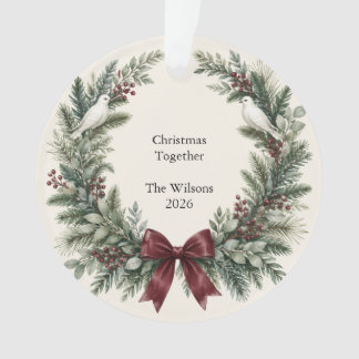 Kerst samen met familie Duiven Groene krans Ornament