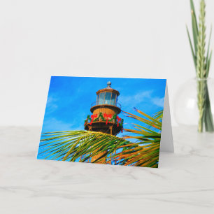 Kerst Sanibel Vuurtoren met palmboom Feestdagen Kaart