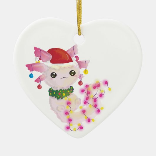 kerst santa axolotl keramisch ornament (Voorkant)