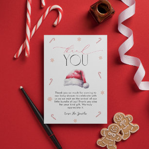 Kerst Santa Baby shower Trendy Minimal Bedankkaart