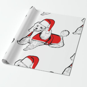 kerst santa claus poodle cadeaupapier