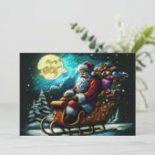 Kerst Santa slee harde pastel kunst 2 Kaart (Staand voorkant)