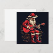 kerst santa speelt gitaar feestdagenkaart (Voorkant / Achterkant)