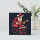 kerst santa speelt gitaar feestdagenkaart (Staand voorkant)