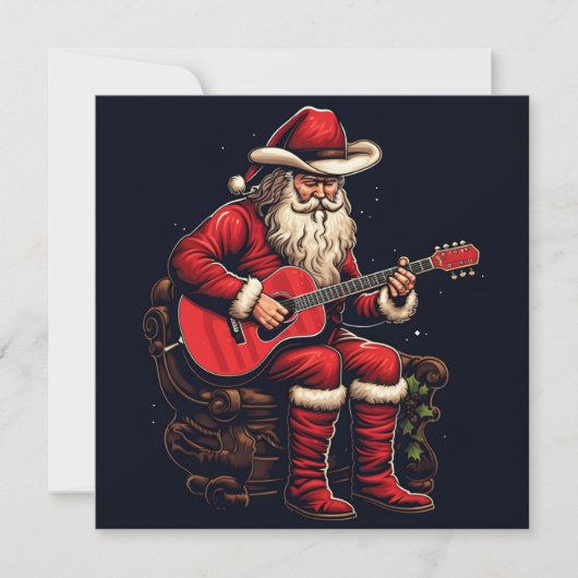 kerst santa speelt gitaar feestdagenkaart (Voorkant)