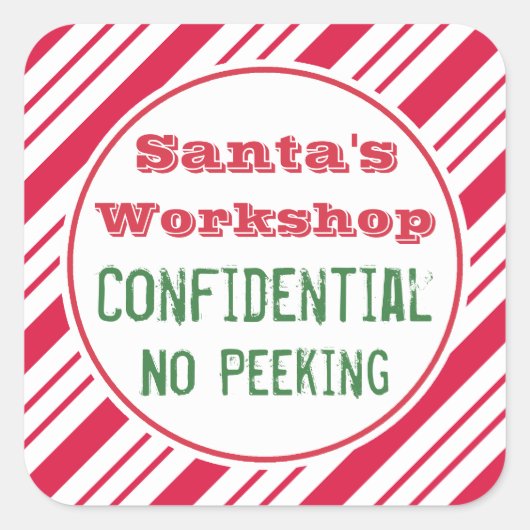 Kerst Santa's Workshop Gift Labels Stickers (Voorkant)