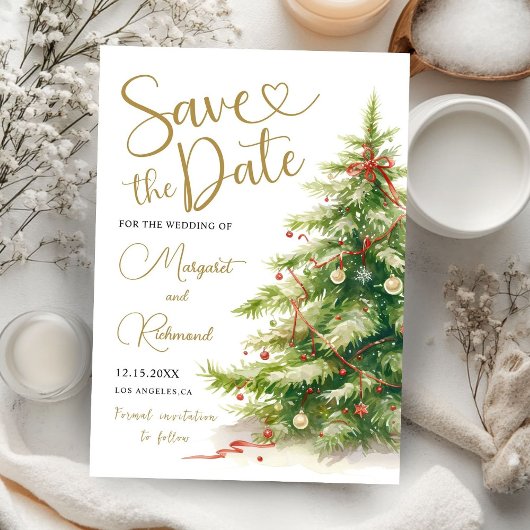 Kerst Save The Date Vakantie Trouwen Elegant Kaart