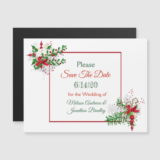Kerst Save the Date Wedding Magnetische Kaart (Voorkant / Achterkant)