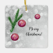 Kerst scène takken en ballen Waterverf Keramisch Ornament (Voorkant)