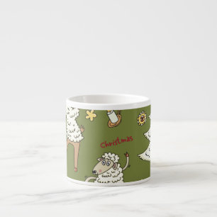 Kerst Schaap: Dierlijke Illustratie. Espresso Kop