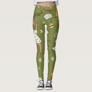 Kerst Schaap: Dierlijke Illustratie. Leggings