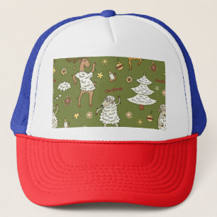 Kerst Schaap: Dierlijke  Illustratie. Trucker Pet