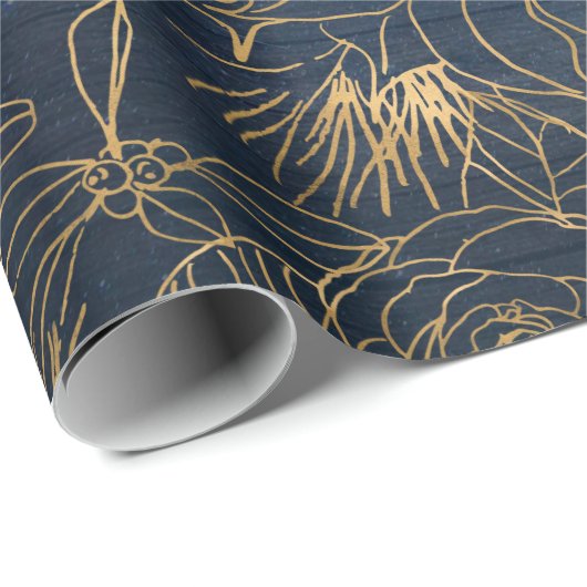 Kerst schattig confetti en gouden bloem design cadeaupapier (Rol Hoek)