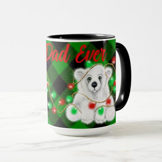 Kerst schattig polar beer welp, beste papa ooit mok (Voorkant rechts)