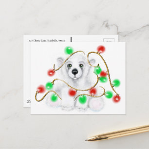 Kerst schattig polar beer welp, Santa beer welp Briefkaart