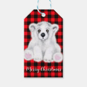 Kerst schattig polar beer welp, Santa beer welp Cadeaulabel (Voorkant)