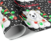 Kerst schattig polar beer welp, Santa beer welp Cadeaupapier (Rol Hoek)