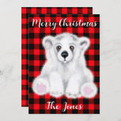 Kerst schattig polar beer welp, Santa beer welp Kaart (Voorkant / Achterkant)