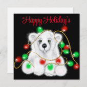 Kerst schattig polar beer welp, Santa beer welp Kaart (Voorkant / Achterkant)