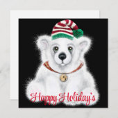 Kerst schattig polar beer welp, Santa beer welp Kaart (Voorkant / Achterkant)